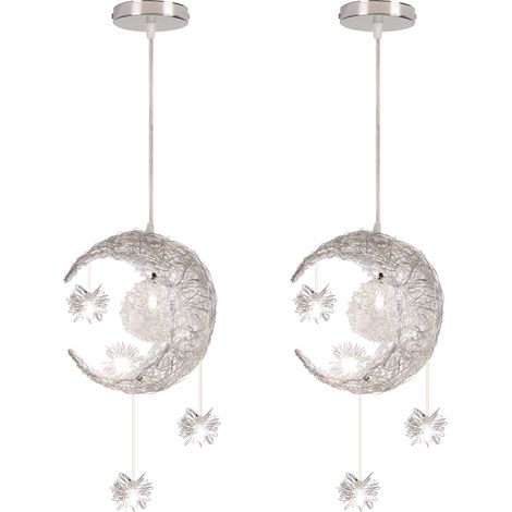 (2X) Modern Pendant Light Creative 25CM Moon Ceiling Light Vintage Retro Pendant Lights For Hallway Bedroom Living Room Cold White (1/5)