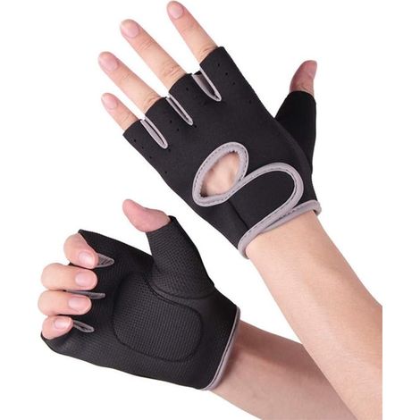 Gants de musculation et fitness respirants, gants de sport unisexes pour entraînement, protection des mains et cyclisme, taille S, noir (1/5)
