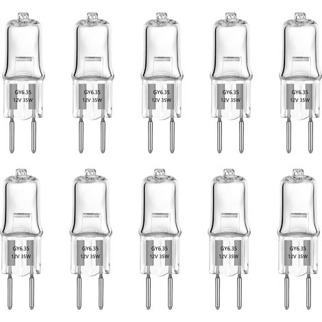 10 ampoule halogène g6.35, 35w 12v 390lm, verre t3 blanc chaud 2700k, dimmable pour lustre et éclairage paysage