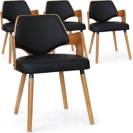Lot de 4 chaises scandinaves Dima Bois Naturel et Noir (1/3)