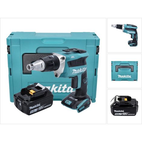 Makita DFS 452 T1J 18 V Brushless Cordless Drywall Screwdriver + 1x 5.0 Ah Battery + Makpac - senza caricabatterie (1/5)