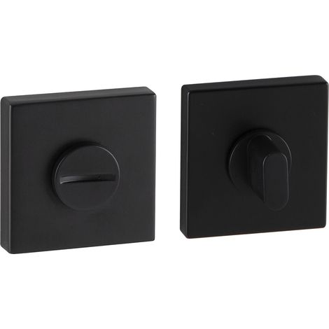 Marchesi WC-Rosette 52x52 mm Zamak schwarz matt  Eckige WC-Rosette mit Riegelstift und Schrauben M5