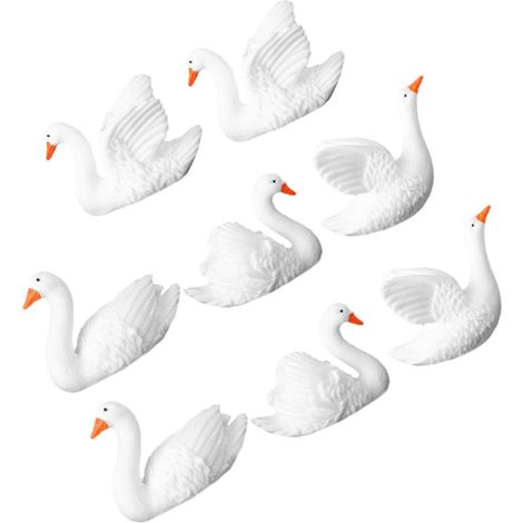 Miniatur Schwan aus weißem Kunstharz mit detaillierter