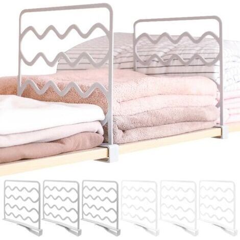 Séparateurs d'étagères 6 pièces, étagères de rangement de garde-robe en plastique, pièces de rangement de vêtements de garde-robe pour chambre à coucher, cuisine, bureau (1/4)