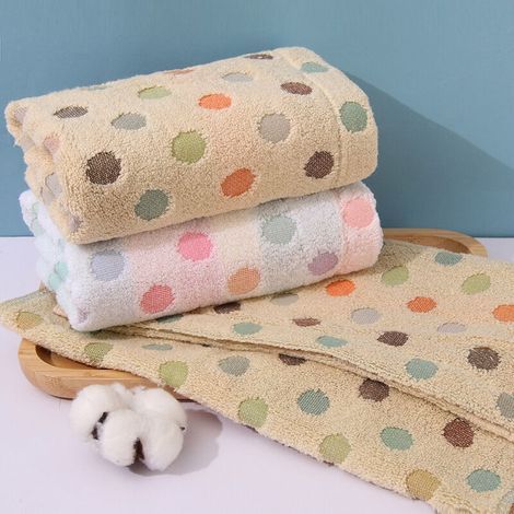 Lntyq 4er-Pack Baumwoll-Handtücher mit bunten Punkten (2 Designs) – Weiche, saugfähige Badetücher – 34 x 76 cm (1/5)