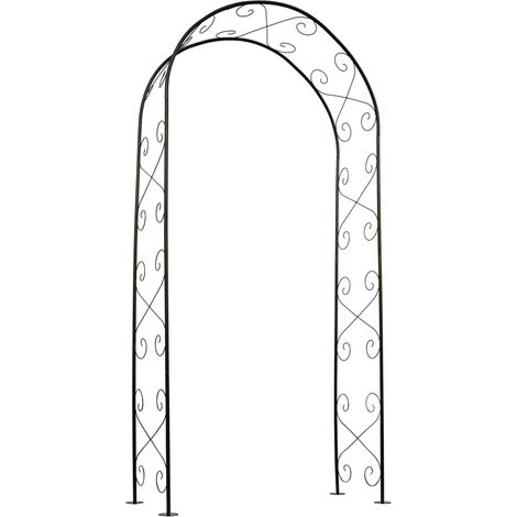 Pergola arche - NATURE - Métal - 112,5 x 39,5 x 231 cm - Noir - Décor volutes (1/6)