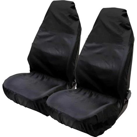 Fundas impermeables para asientos de coche, uso universal (paquete de 2), 132 x 54 cm, negras (1/4)