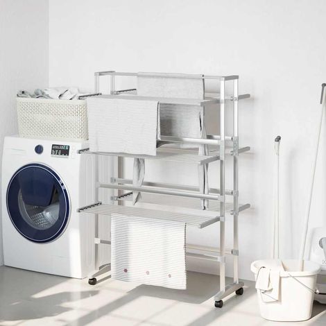 Étendoir à linge à roulettes en aluminium 89x64x129 cm (1/5)