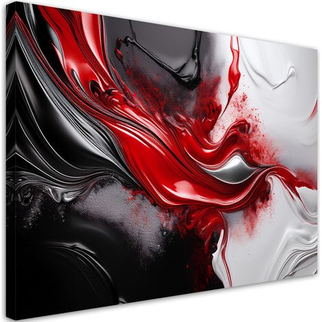 Tableau déco Abstraction 3D rouge noir 90x60 (1/5)