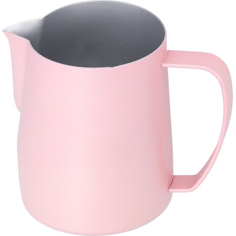 Milchkännchen aus Edelstahl 304, 600 ml, rosa, für Kaffee und Latte-Milchschaum (1/5)