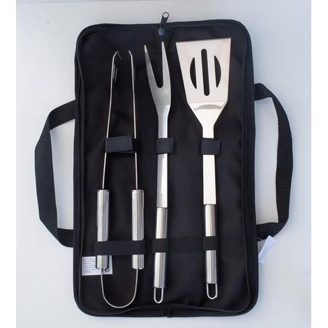 Ensemble de 3 couverts pour barbecue en acier inoxydable - Accessoires de cuisine pour hamburgers et steaks, comprenant une spatule et une fourchette - yux (1/5)