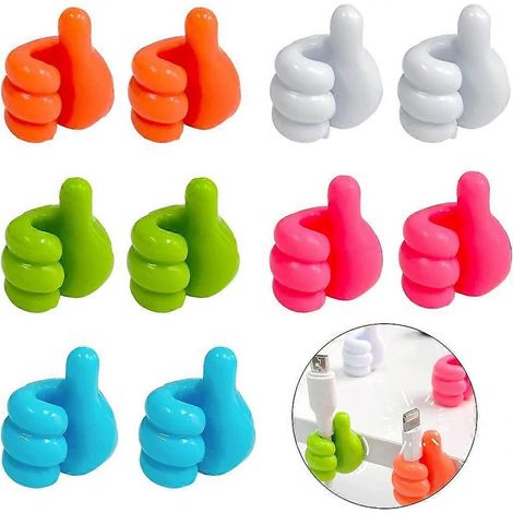 10 Pices Crochet Mural En Silicone Pour Pouce CrAtif Crochets Muraux Multifonctions Mini Pinces Pour CBle De Pouce Auto-AdhSifs Crochet Mural Du Pouce (1/5)