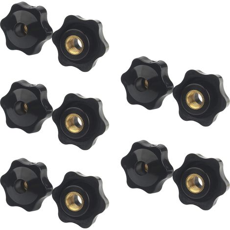 Écrou Étoile M8 en Plastique Noir avec Filetage Intérieur en Laiton, DA 32 mm, Pas de 1,25, pour Machines-Outils et Équipements (1/5)