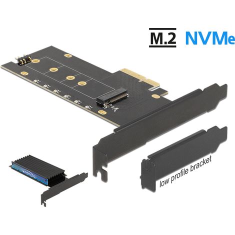 Delock Tarjeta PCI Express x4 a 1 x NVMe M.2 Key M interno con disipador de calor e iluminaciÃ³n LED - Factor de forma de bajo perfil