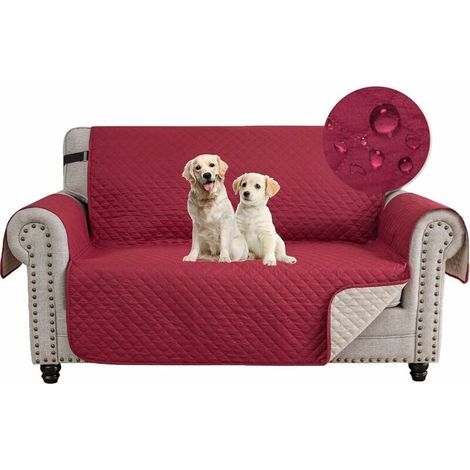 Housse Canapé 2 Places,Impermeable Housse de Canapé, Universelle Housse Canape Protege Canape Chat Chiens Griffures Antidérapante,Bourgogne (1/4)