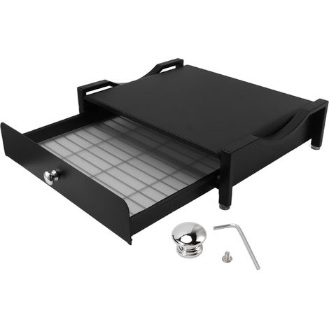 Plateau coulissant pour porte-gobelets, présentoir multifonctionnel avec tiroir de rangement, support pour la maison, noir. (1/5)