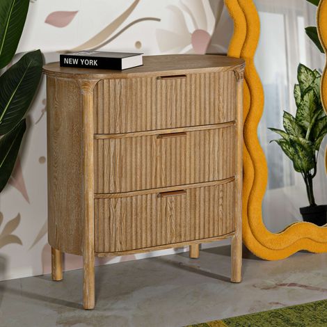Cajonera Fama, 3 Cajones, Efecto Envejecido, Apertura Deslizante, 81x47x82h cm Marrón Cerezo