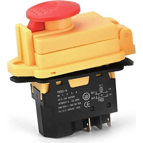 Interrupteur électromagnétique YH02-A 250 V, bouton-poussoir de démarrage 4 broches pour machine-- (1/5)