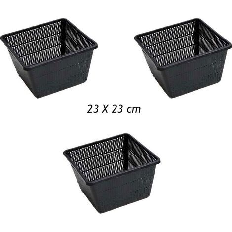 3 Paniers 23 X 23 pour plantes de bassins de jardin et étangs