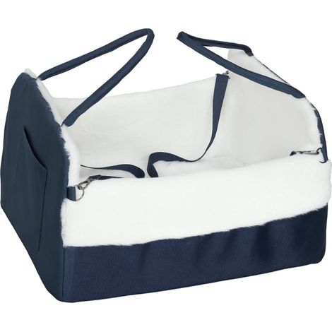 Siège auto pour chien avec ceinture de sécurité et fixation, siège de voiture pour chiens 55 x 46 x 32 cm bleu marine (1/5)