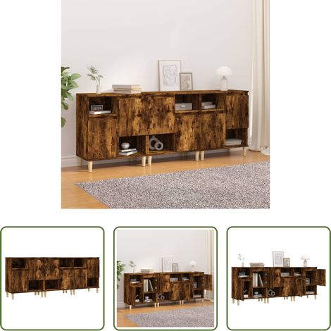 Holzbeine -  Sideboards 3 Stk. Räuchereiche 60x35x70 cm Holzwerkstoff (1/5)