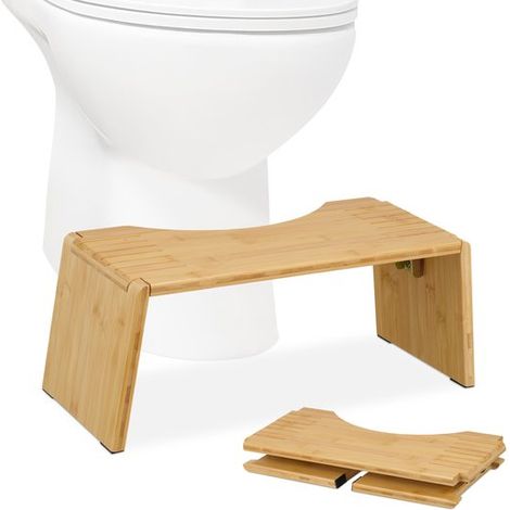 Tabouret de toilette pliable en bambou, supportant jusqu'à 60 kg. (1/5)
