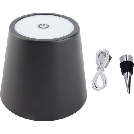 Ortviai Lampe LED sans fil pour bouteille – 3 températures de couleur + RGB, gradation continue, rechargeable, tactile, noir (1/5)