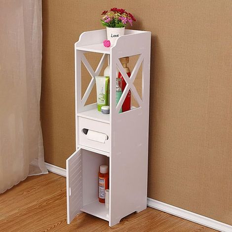 Trade Shop - Gabinete De Almacenamiento Estantes De Inodoro Organizador De Baño Para Espacios Pequeños -
