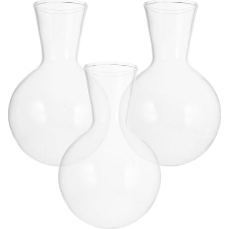 Ensemble de 3 vases décoratifs en verre transparent Gadpiparty avec support bois (1/5)