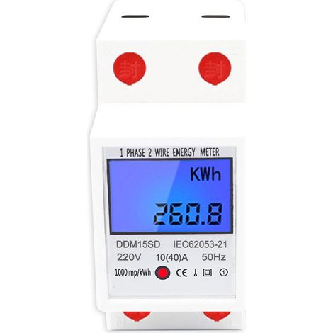 Single-phase electric sub-meter, single tariff, LCD display, white, AC220V 10(40)A (1/2)