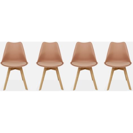 Silla escandinava con patas de madera de haya, set de 4