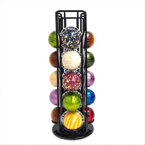 Support de capsules de café Vertuo Line, organiseur de dosettes compatible Nespresso, présentoir mural ou de comptoir pour rangement de pods, design compact et élégant, noir. (1/5)