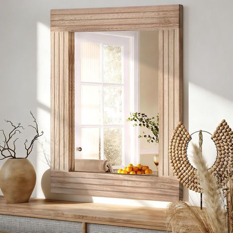Miroirs pour Le Mur Miroir rectangulaire Rustique avec Cadre en Bois Miroir Suspendu Vintage pour Chambre à Coucher Salle de Bain Salon décoration Murale Large 30 x 40CM (1/5)