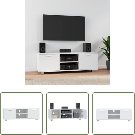 Rangement tv - Meuble TV Blanc 120x40,5x35 cm Bois d'ingénierie (1/5)
