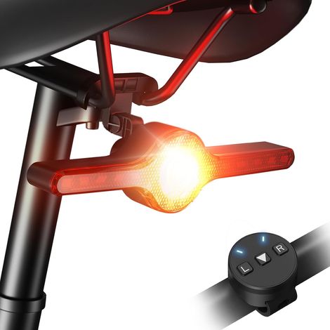 400-mAh-Fahrradrücklicht – 270°-Sichtbarkeit mit Blinklicht und Fernbedienung – Bremslichterkennung – USB-C-Anschluss – 7 Modi – Wasserdicht (1/4)