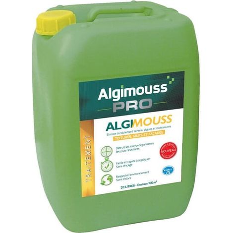 Algimouss – Détergent antimousse 20L pour toiture et façade – Élimine lichens, algues et moisissures – Prêt à l'emploi – 1010ALG (1/2)