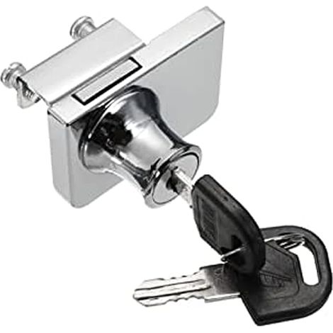 Glass Door Lock for Cabinet with 2 Keys Pin Lock Silver (1/3)