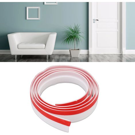 Joint d'étanchéité pour bas de porte, joint de porte auto-adhésif en TPE épais, coupe-vent, isolant thermique, anti-poussière, insonorisant, 2 m blanc. (1/5)