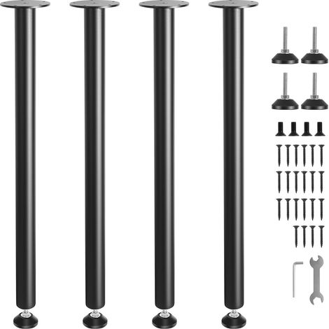 VEVOR Patas de Mesa 4 Piezas Patas de Escritorio Ajustables 762 mm Capacidad de Carga 544kg de Acero Sólido Instalación Rápida Patas Resistentes de Muebles para Bricolaje Hogar Oficina Comedor, Negro