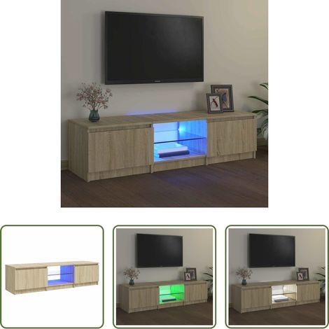 LED-Leuchten - TV-Schrank mit LED-Leuchten Sonoma-Eiche 140x40x36 cm (1/5)