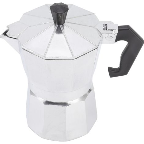 Cafetière italienne 150ml aluminium octogonale style rustique argentée pour café de camping et bureau (1/5)