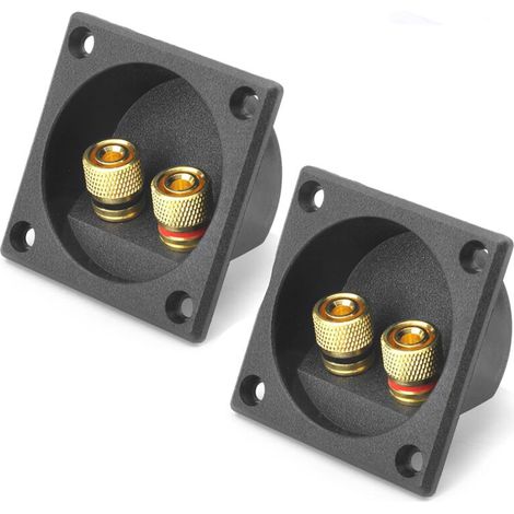 2 Pack 2 Way Stereo Speaker Terminal Square Spring Terminal Acoustic Cup Connector Subwoofer Components Speaker Terminal Plugs Rear Panel (1/5)