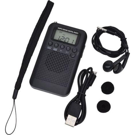 Tragbares Mini-Taschenradio mit FM/AM-Lautsprecher, digitalem Stereo-DSP-Empfänger mit Wecker und Timer für den Heim- und Außeneinsatz (1/4)