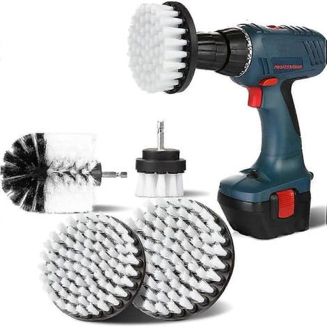 Lot de 4 brosses de nettoyage pour perceuse, compatibles avec les perceuses électriques rotatives de 2''/3,5''/4''/5'', avec tapis de brosse soupleWYT (1/5)