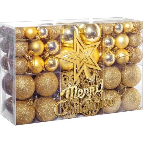 102 teiliges Weihnachtskugel Set Christbaumkugeln Unzerbrechliches Set Inklusive Baumspitze und Buchstabenkarten für die Weihnachtsbaumdekoration (1/5)