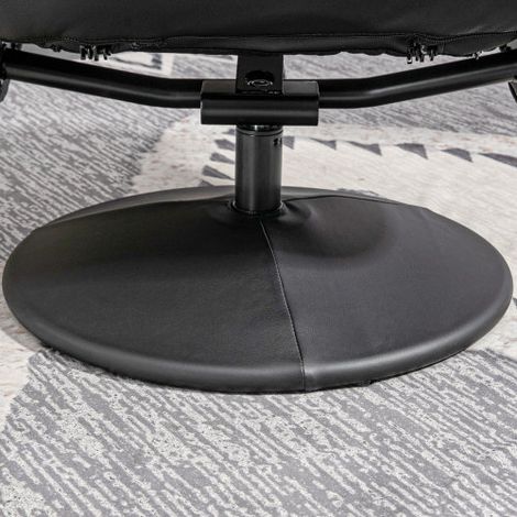 Fauteuil de détente avec repose-pieds / Fauteuil TV inclinable — Fauteuil pivotant rembourré — Idéal pour salon ou chambre — Matériau en similicuir — Noir