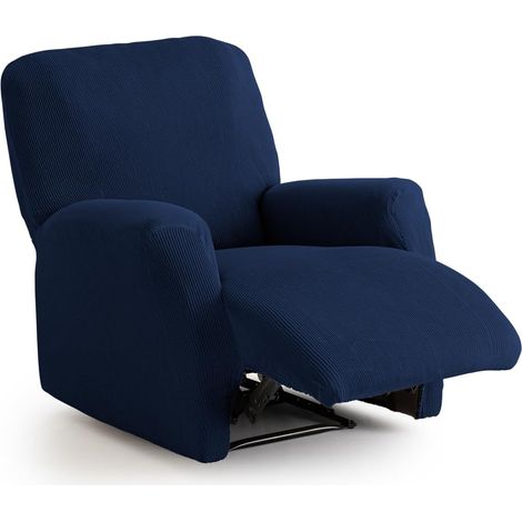 Housse de canapé élastique Fauteuil Relax Bleu - Housse de canapé Extra Douce, antidérapante et élastique - Housse de canapé élastique Modèle Inca (1/4)