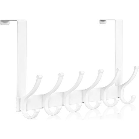 Gancho para puerta, gancho para colgar en la puerta, toallero de baño, percha esencial para dormitorio (1 paquete, blanco) (1/5)