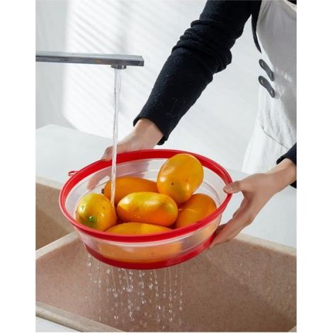 Cloche Micro Ondes- Couvercle Pliable Couverture de Protection Anti-éclaboussures Passoire pour Fruits et Légumes sans BPA (1/4)