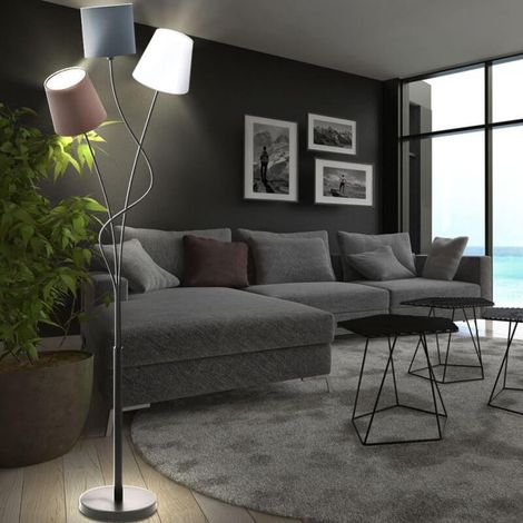 Lampadaire abat-jour Maronda H152 cm - Tissu - Blanc (1/5)